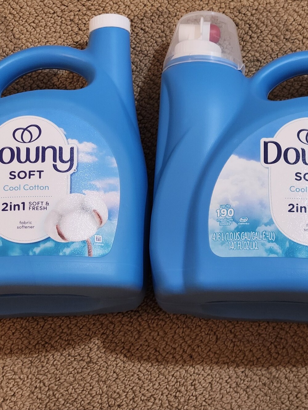 New Bottles of Downy Liquid Fabric Softener Cool Cotton Scent 140 FL Oz 190 Load